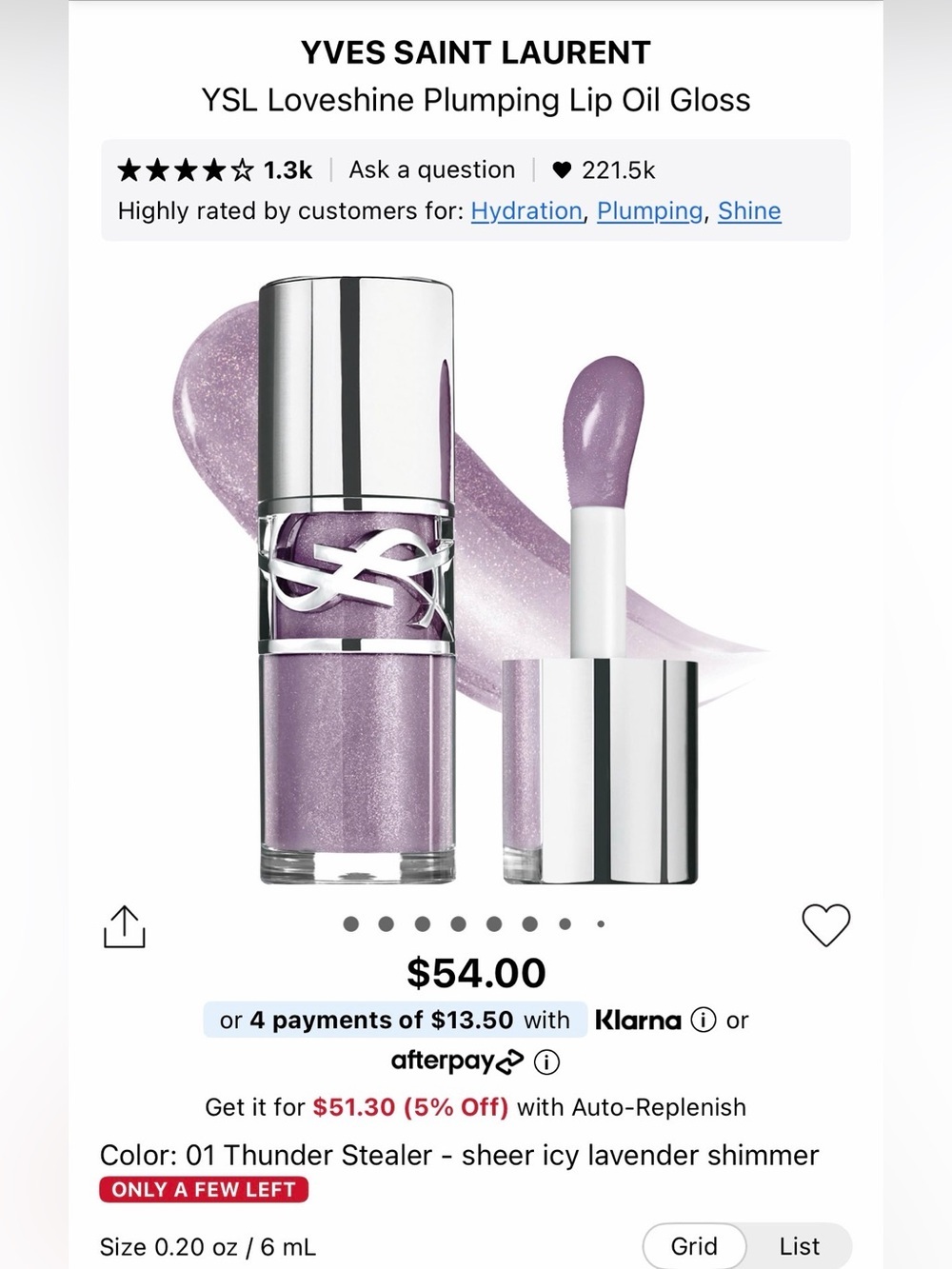 [MAKEUP] YSL Loveshine Plumping Lip Oil Gloss 01 Thunder Stealer BNIB - Picture 4 of 4